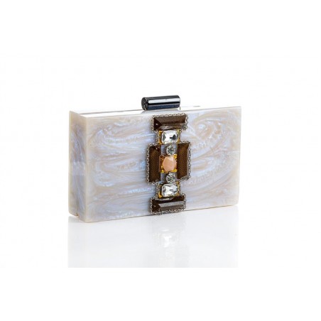 Clutch nude con decoración central