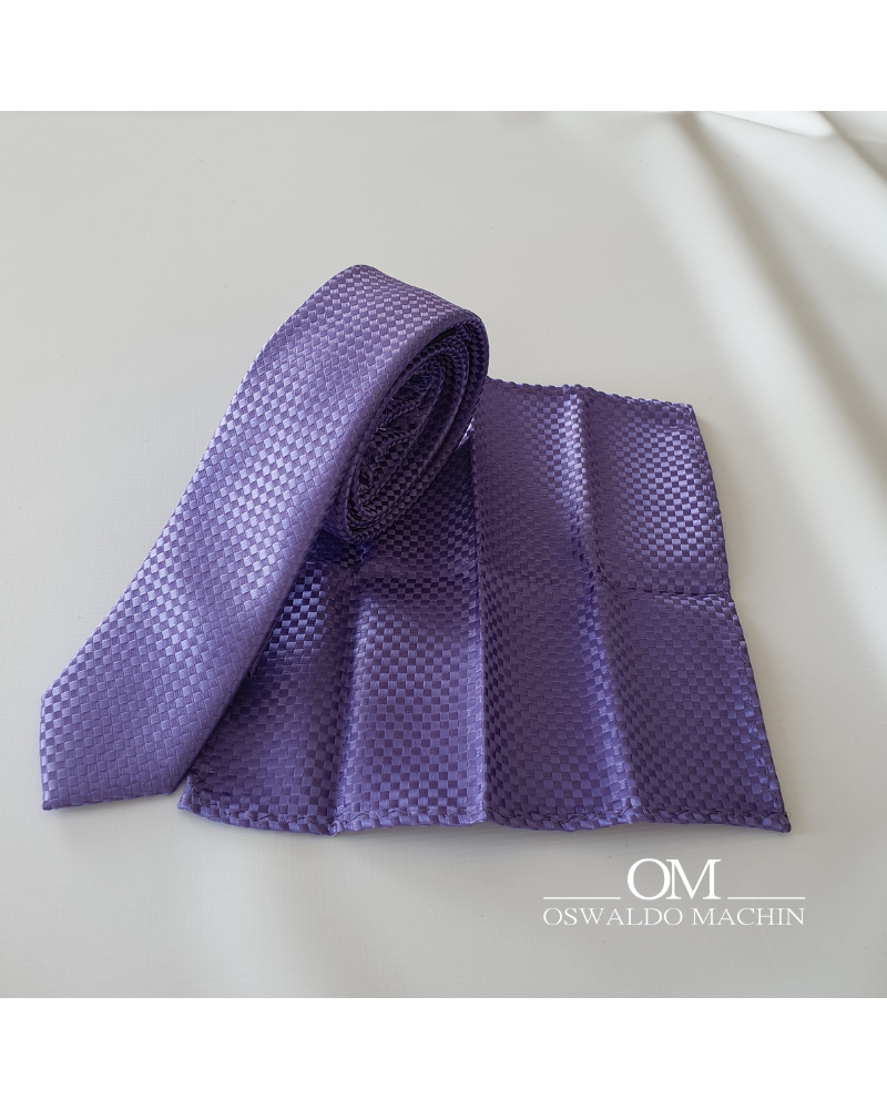 Pack de corbata y pañuelo lila