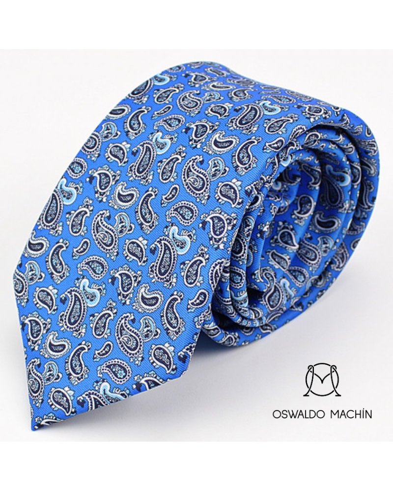 Corbata azul con estampado de cachemir azul marino