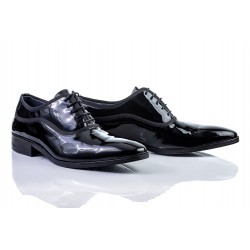 Zapato Charol Negro Confort | Puntera Redonda y Bies