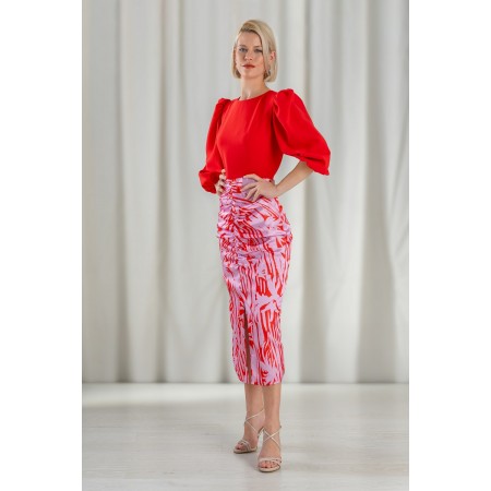 Vestido Rojo Falda Midi para Invitada |  Fiesta y Boda