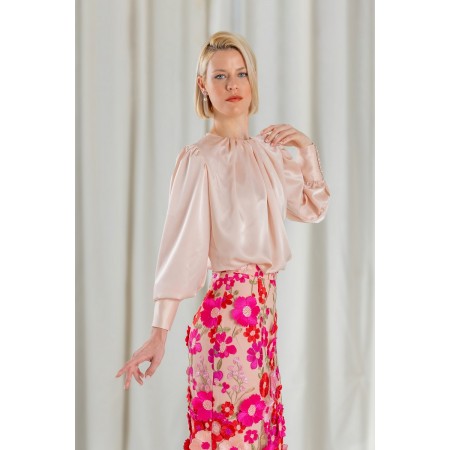 Conjunto Elegante Camisa y Falda Encaje Floral | Vestido de Fiesta