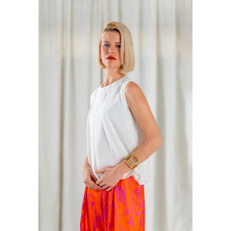 Top de Seda Pura Pliegue Central | Blusa Seda Elegante