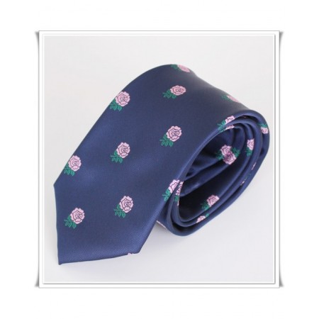 Corbata  Azul de Seda con Bordado de Rosas | Corbata Hombre Floral Azul