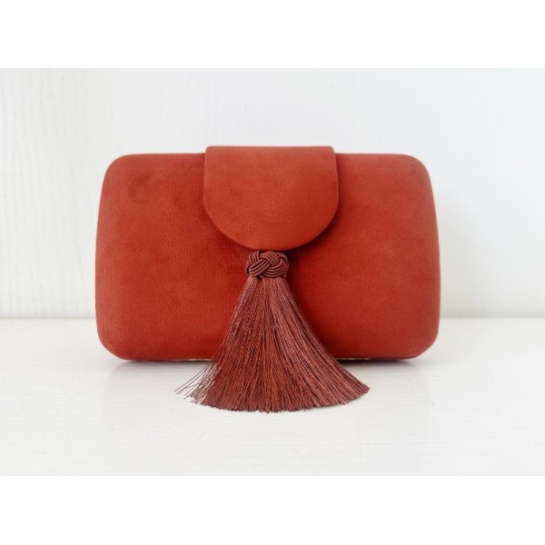 Bolso Antelina Rojo Ladrillo con Borla
