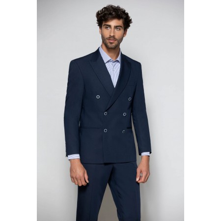 Traje Elegante Azul Navy | Chaqueta Americana Cruzada