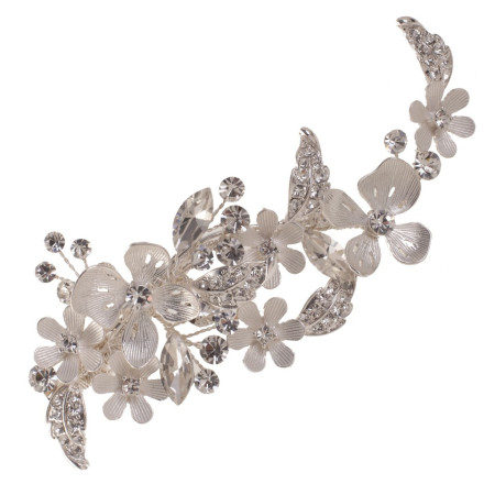 Tocado Novia Elegante | Flores Dorado y Cristal