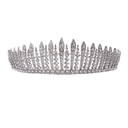 Tiara Novia Plateada | Cristales Blancos | Tiara Fringe
