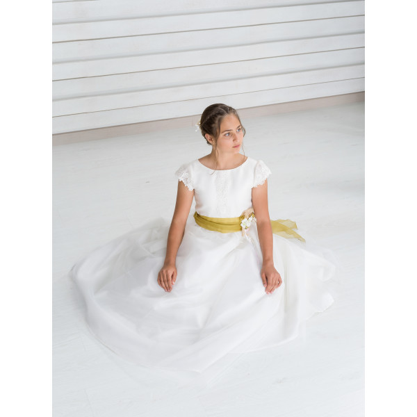 HUNGRÍA | Vestido de Comunión con Encaje y Falda de Tul Mórbido