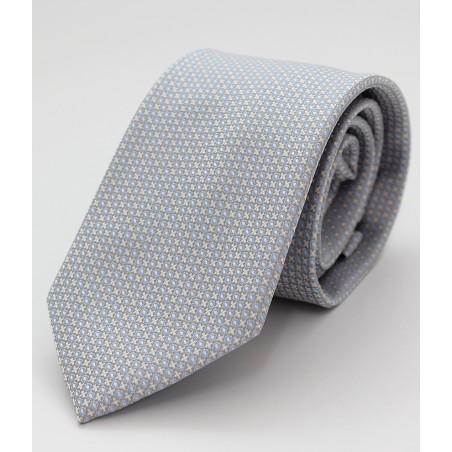 Corbata gris con estampado celeste y blanco clásico
