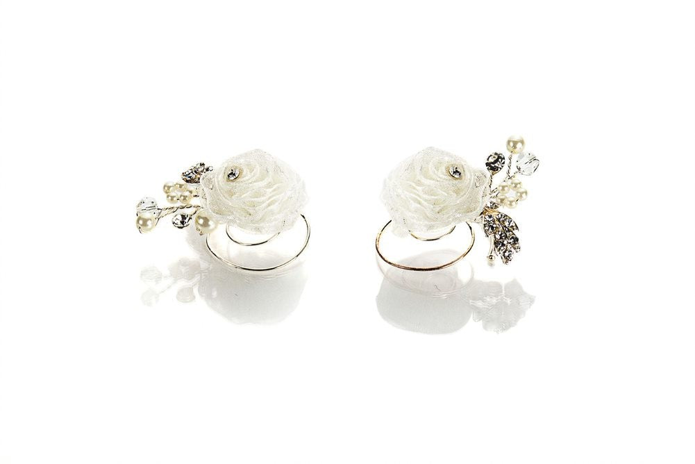 Horquillas en espiral  de rosa blanca