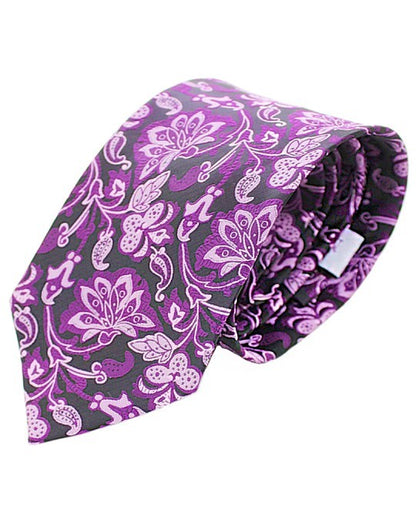 Corbata morada con estampados de flores violetas