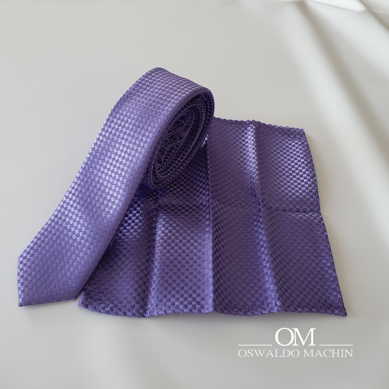 Pack de corbata y pañuelo lila