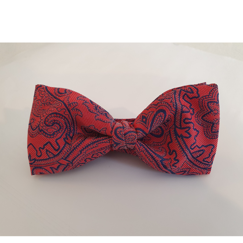 Pajarita roja con dibujo azul