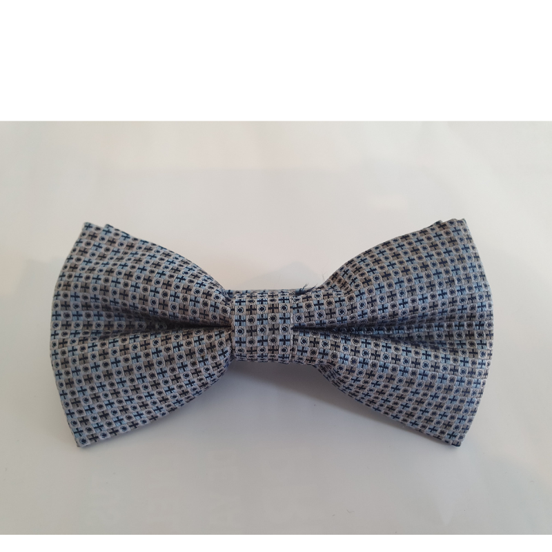 Pajarita gris con estampado azul marino/marrón