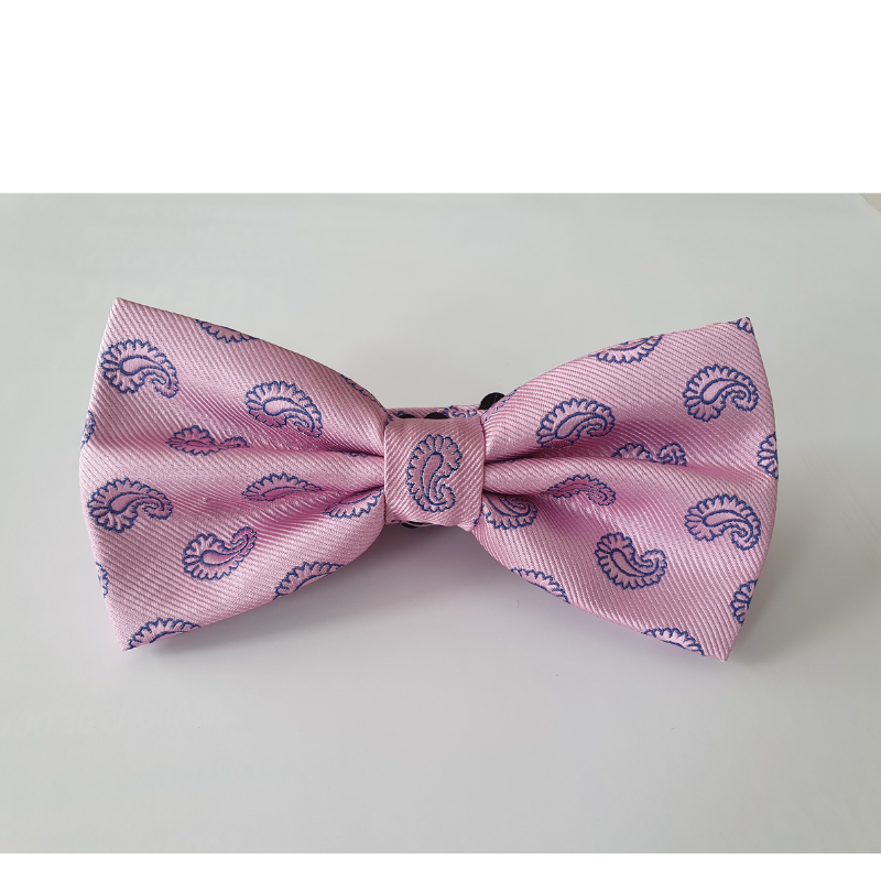 Pajarita rosa con dibujos de cachemir en azul