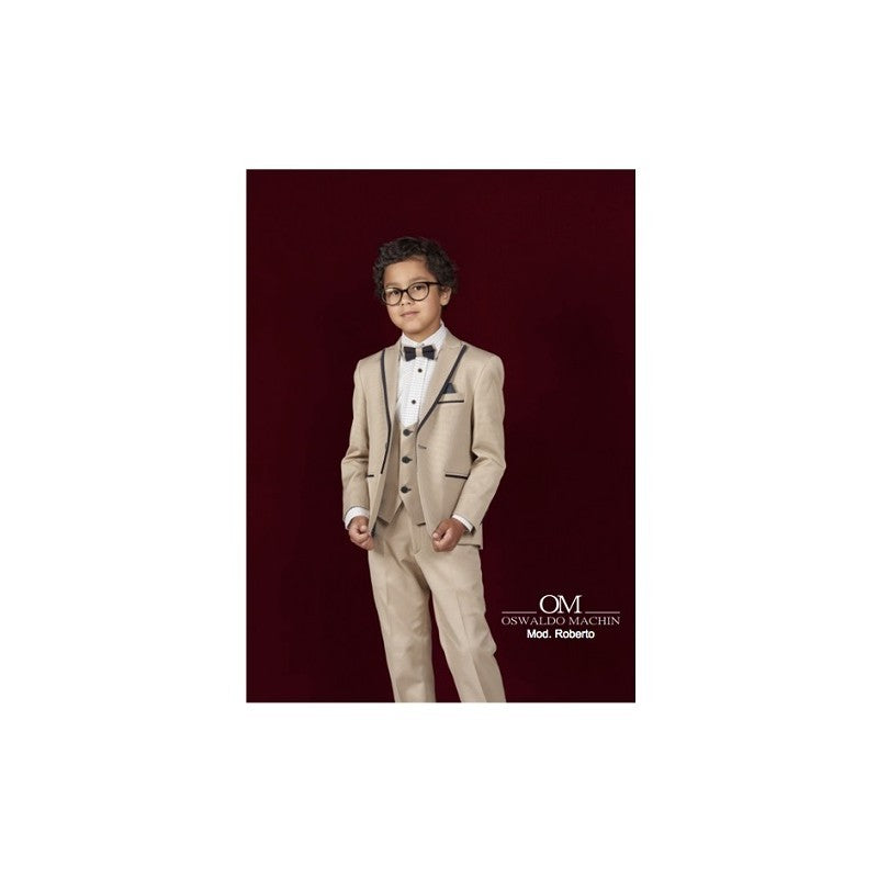Conjunto comunión niño en pique beige