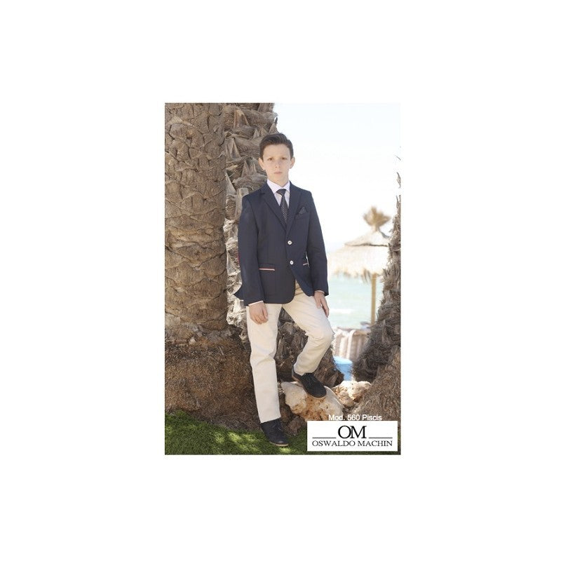 Conjunto comunión traje azul/beige