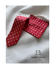 Pack corbata y pañuelo rojo con topos blancos