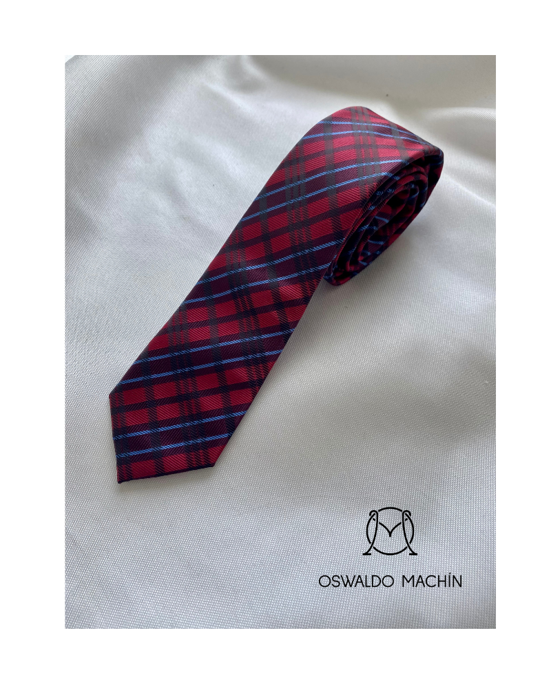 Corbata de cuadros roja, azul marino