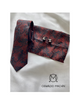 Pack corbata, pañuelo, gemelos estampado cachemir rojo, negro