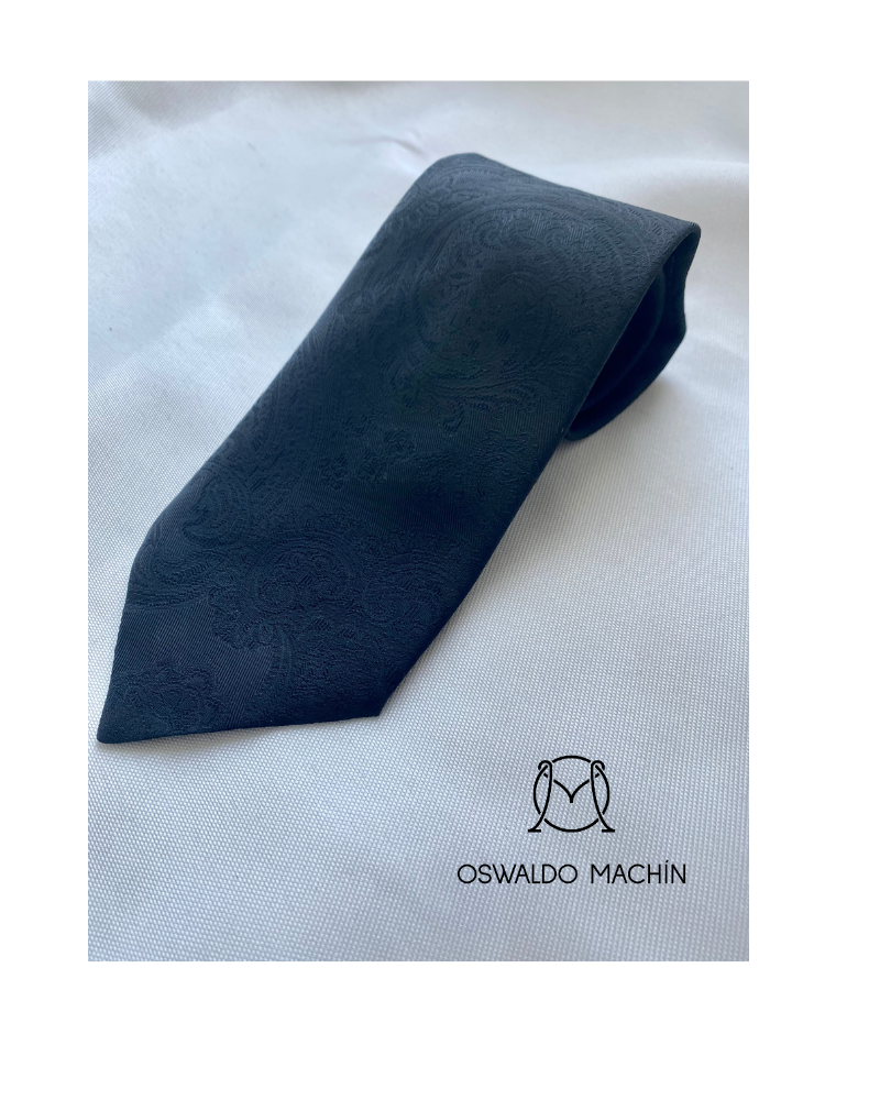 Corbata en color negro, estampado cachemir