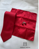 Pack de corbata, pañuelo y gemelos en color rojo