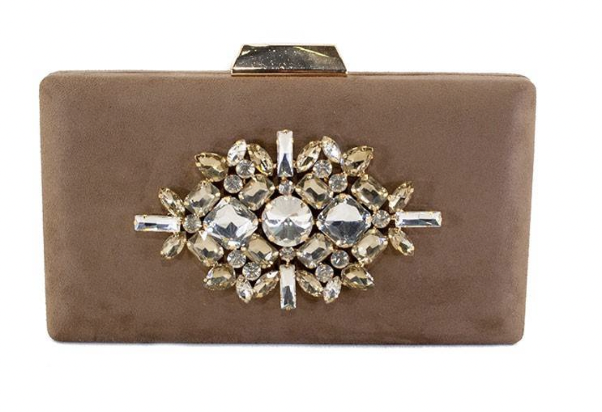 Clutch Antelina Crudo con broche cristal