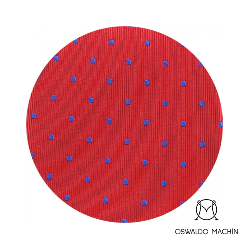 Corbata roja con topos azules