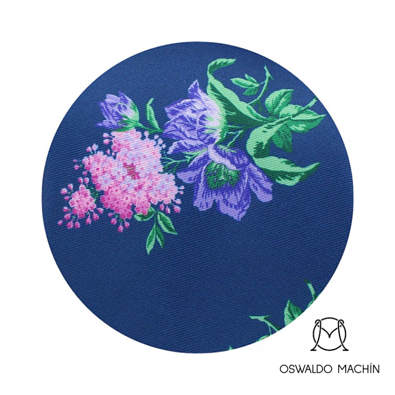 Corbata azul marino con estampado floral
