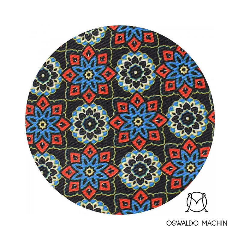 Corbata negra con estampado floral multicolor