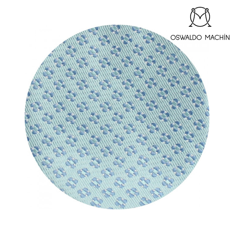 Pack corbata y pañuelo azul cielo con estampado floral