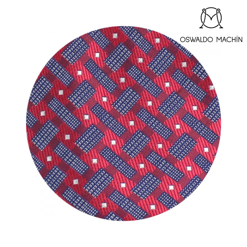 PACK DE CORBATA Y PAÑUELO ROJO CON CUADROS NEGROS Y BLANCOS