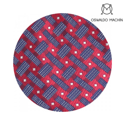 PACK DE CORBATA Y PAÑUELO ROJO CON CUADROS NEGROS Y BLANCOS