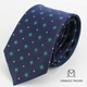 Corbata azul marino con flores verdes y topos blancos