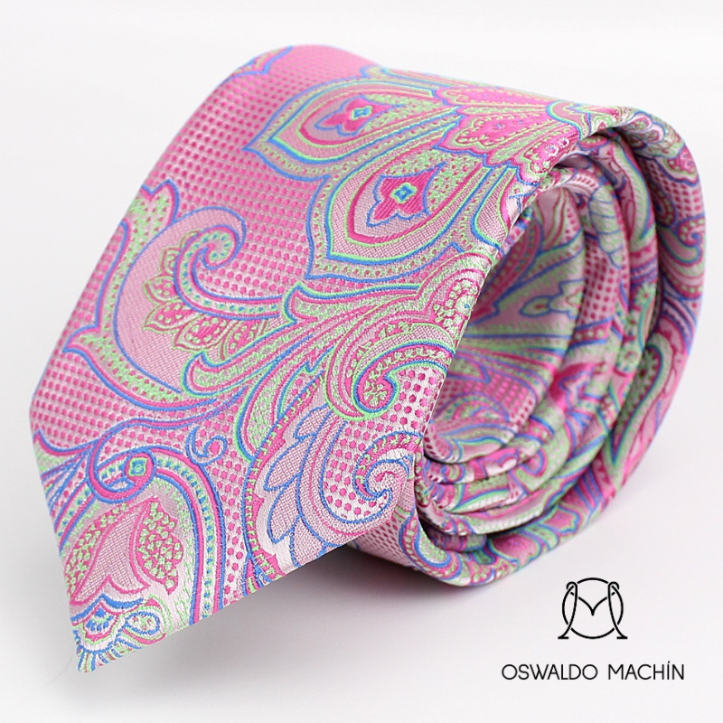 Corbata rosa con estampado floral
