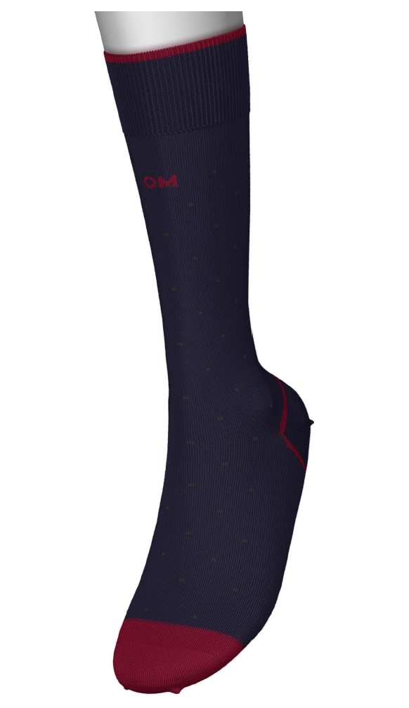 Calcetines de Algodón Oswaldo Machín – Azul Marino con Topos Verde Abeto