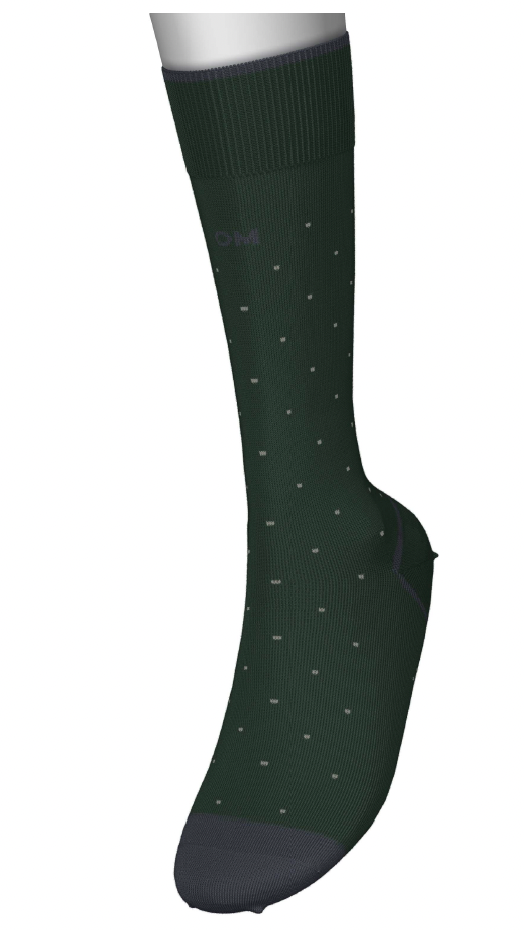 Calcetines de Algodón Verde Abeto con Lunares Gris y Cenefas Marino | Oswaldo Machín