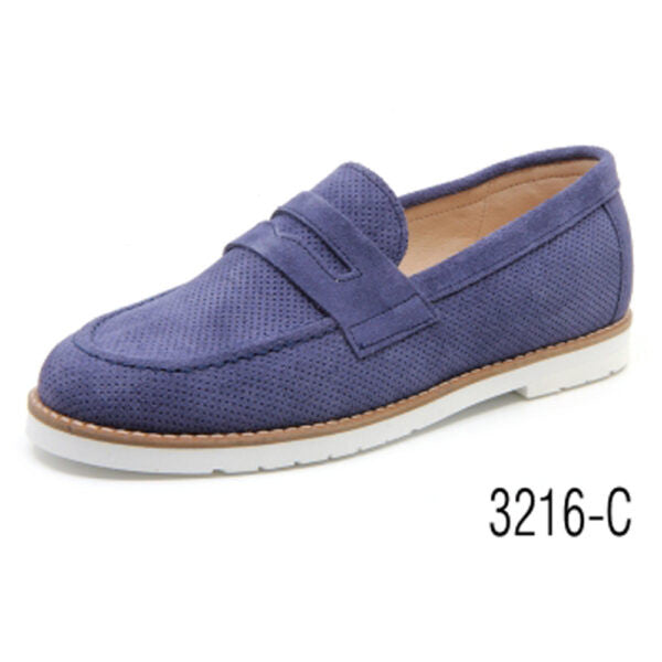 Mocasin serraje azul con suela de goma
