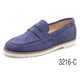 Mocasin serraje azul con suela de goma