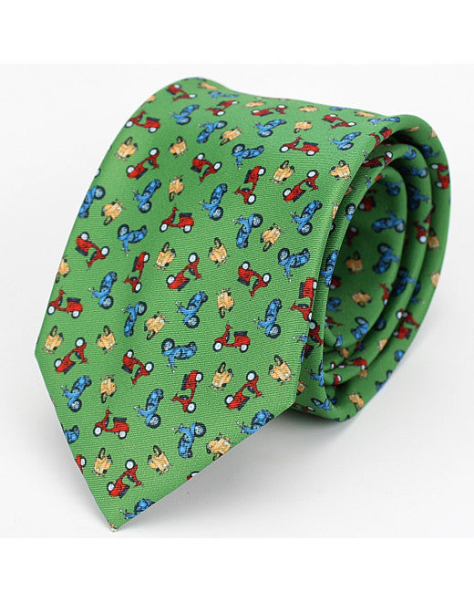 CORBATA VERDE CON ESTAMPADO DE VESPA