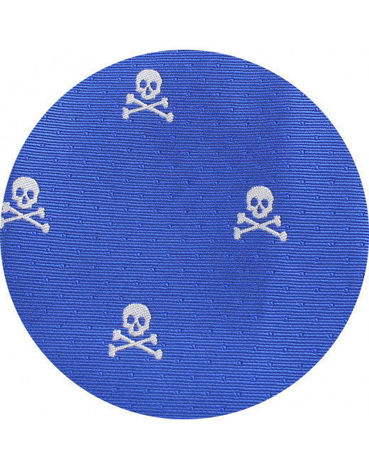 PACK CORBATA Y PAÑUELO AZUL MARINO CON CALAVERA BLANCA