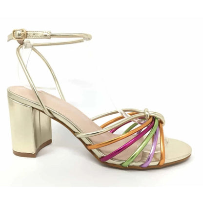 Sandalias Fiesta Tacón Cómodo Tiritas Multicolor