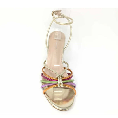 Sandalias Fiesta Tacón Cómodo Tiritas Multicolor