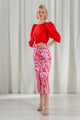 ROFE Vestido midi rojo coctel