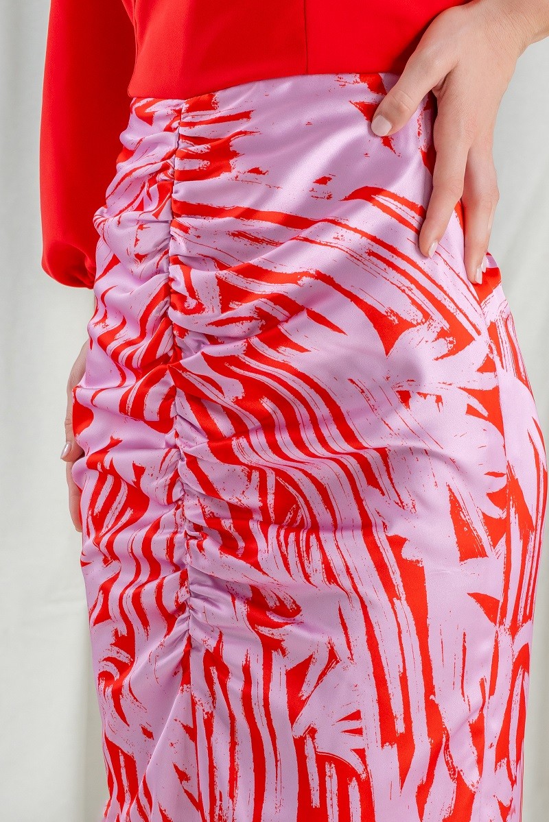 ROFE Vestido midi rojo coctel