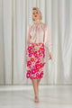 Conjunto Marina: Camisa con Fruncido y Falda Midi de Encaje con Flores