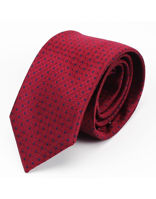 Corbata Rojo Oscuro Patrón Geométrico