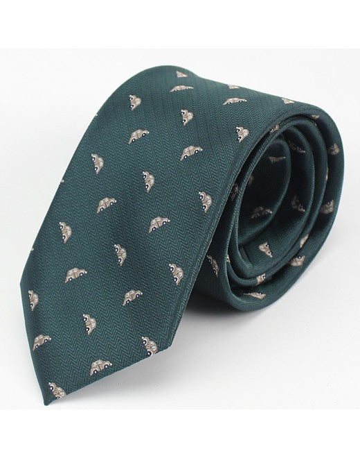 Corbata Verde Con Bordado de Coche