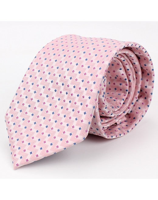 Corbata Rosa con Patrón Geométrico